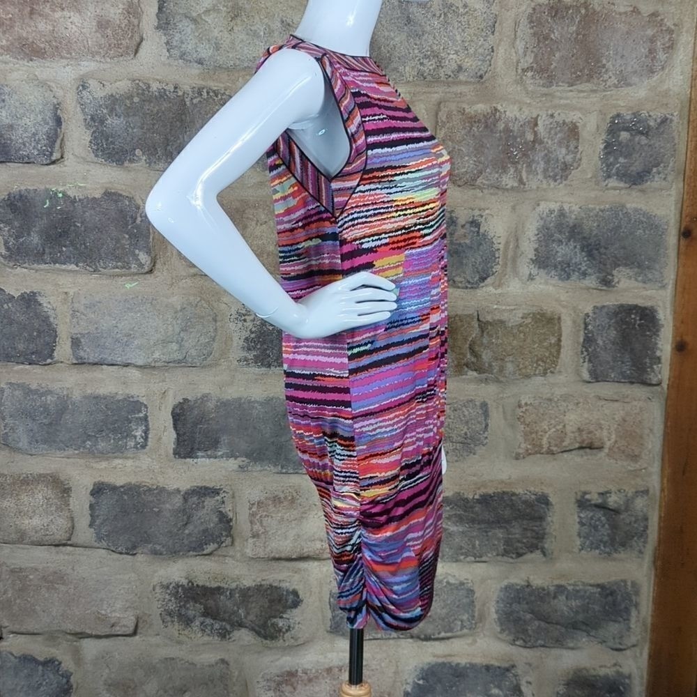 BCBGMAXAZRIA Womens Multi Color Abstract Stripe Boat Neck Sheath Dress XS