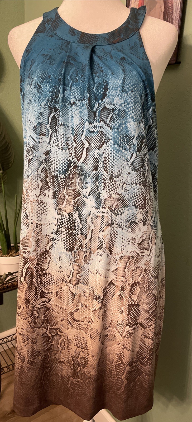 White House Black Market Halter Ombre Chemise Snakeskin Cut Out Python Print M
