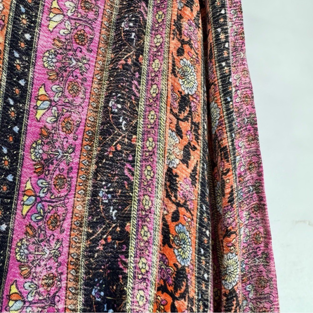 Soft Surroundings Boho Maxi Dress Purple Stripe Embellished Rayon M 2CY56