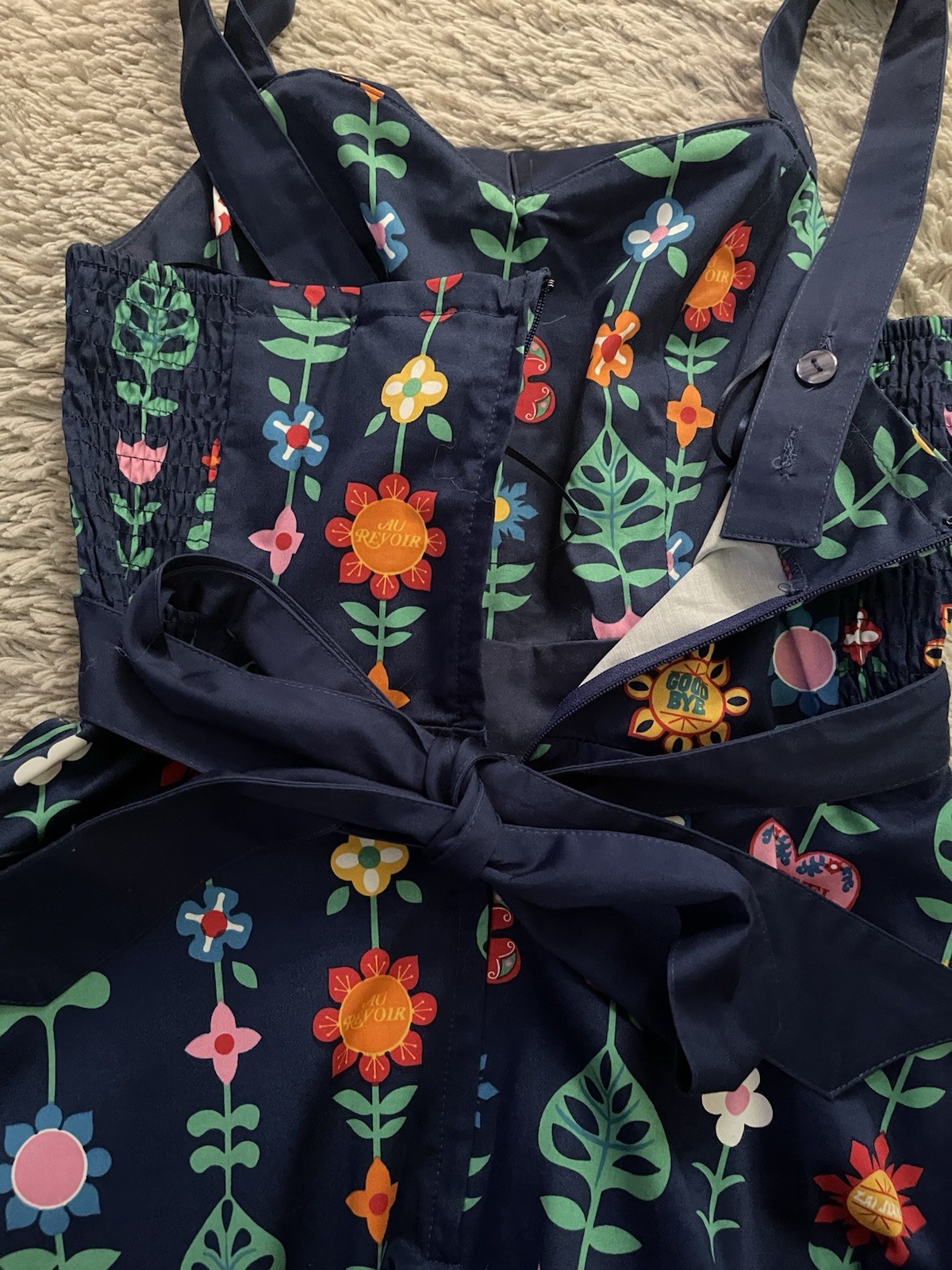 Disney Parks Authentic It’s a Small World “Goodbye” Floral Flared Tea Dress XS