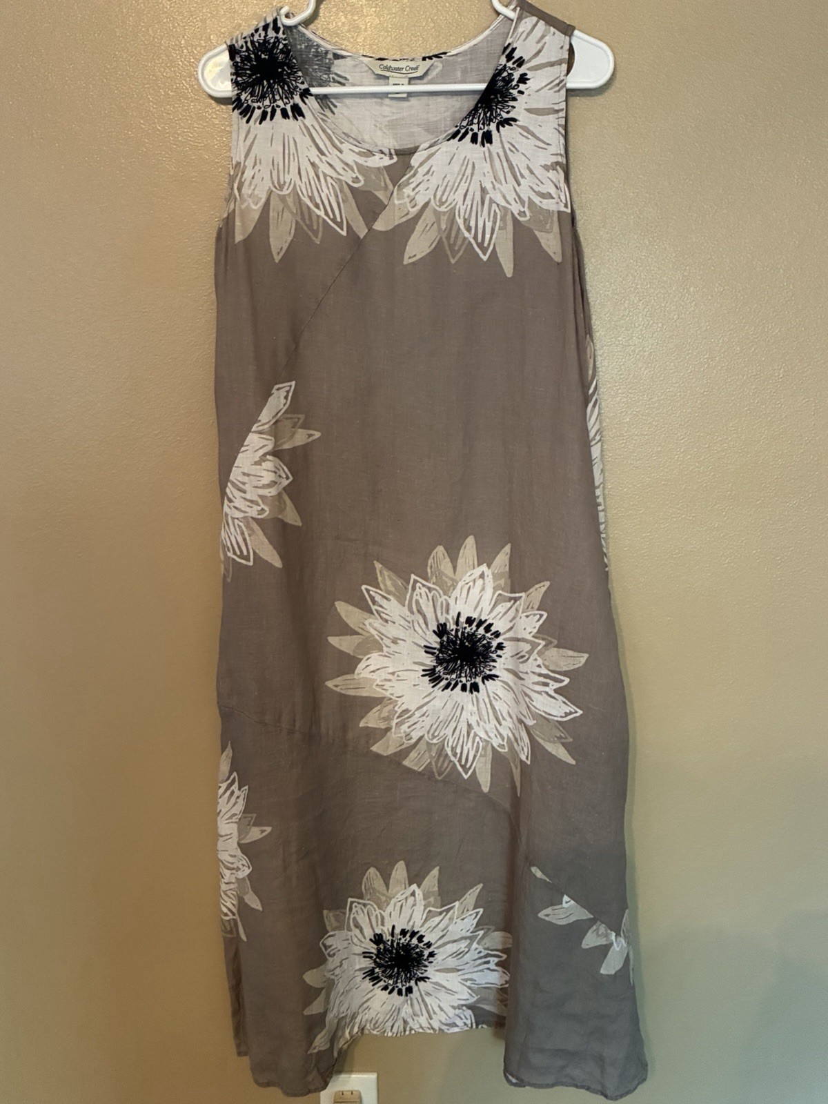 Coldwater Creek Lagenlook Linen Sleeveless Midi Dress Size 8P
