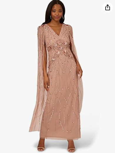Adrianna Papell 191906600 Women’s Rose Gold Long Dress