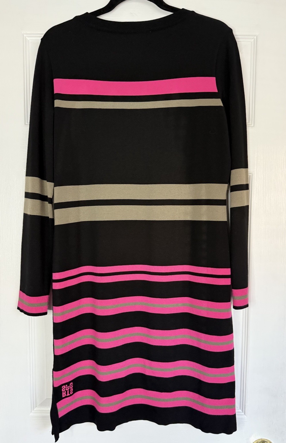MARC CAIN Sport Striped RETHINK TOGETHER Stretch Knit Side Slit Dress N4 8 M / L