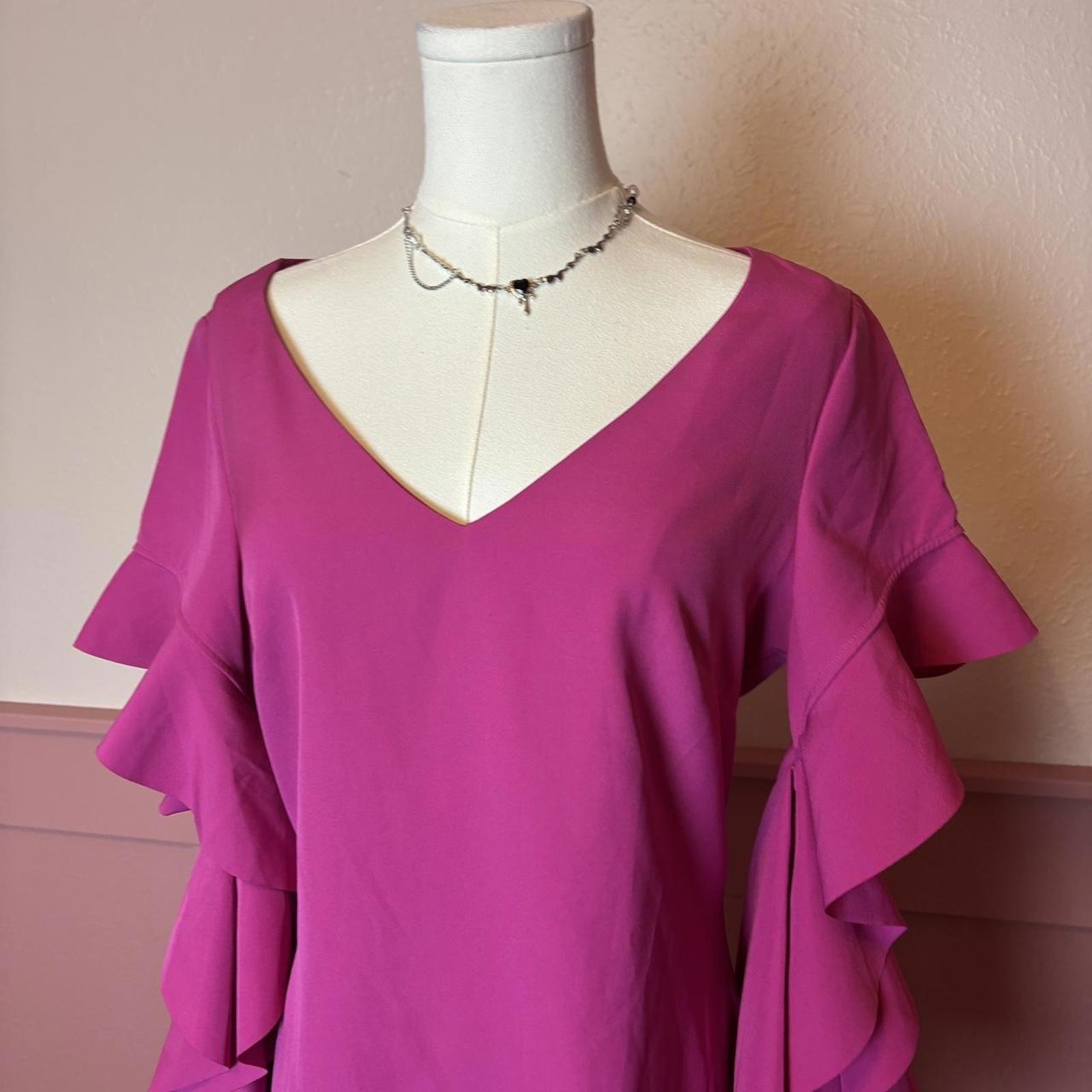 babydoll coquette barbie ruffle cocktail dress Badgley Mischka nwt Belle pink 10