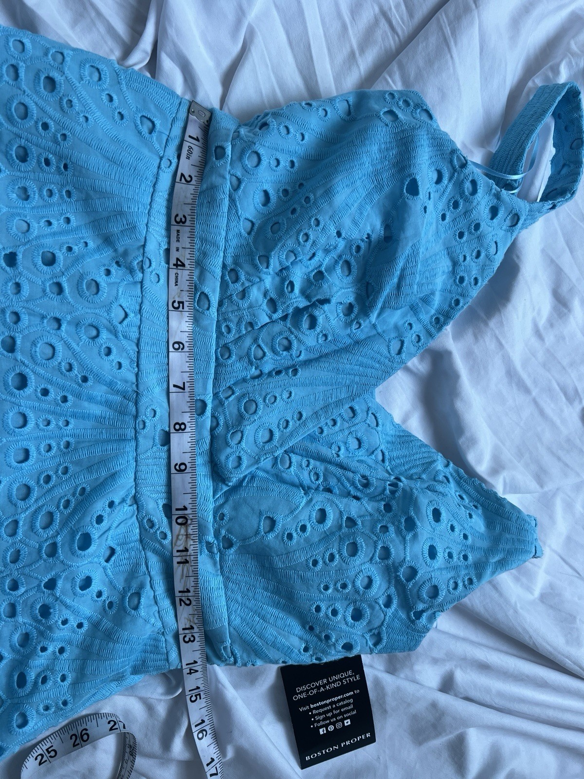 Boston Proper Eyelet Surplice Ankle Length Dress Size 8 Blue Color NWT