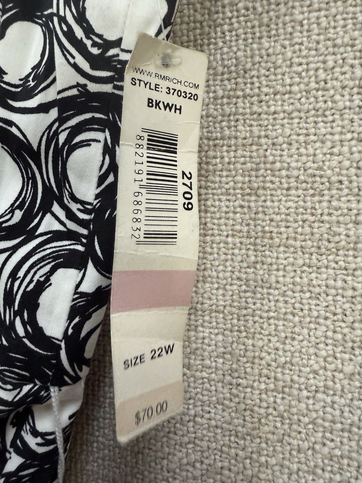 R&M Richards Dress Womens 22W Plus Size Black White Circle Swirl Belted A-Line￼