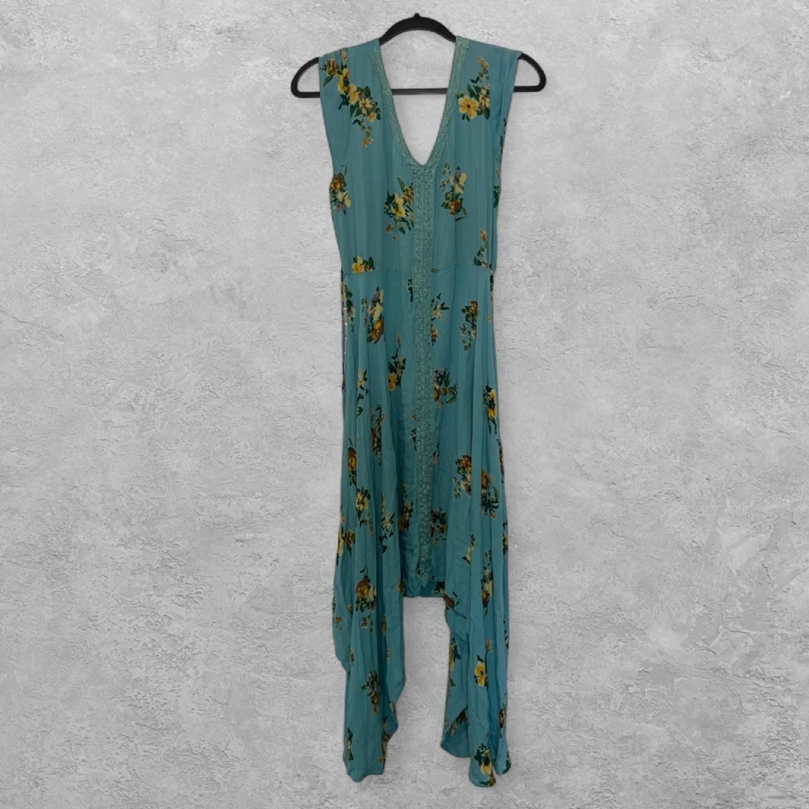 Nostalgia Floral Asymmetrical Lace Trim Dress Womens S Boho Cottagecore