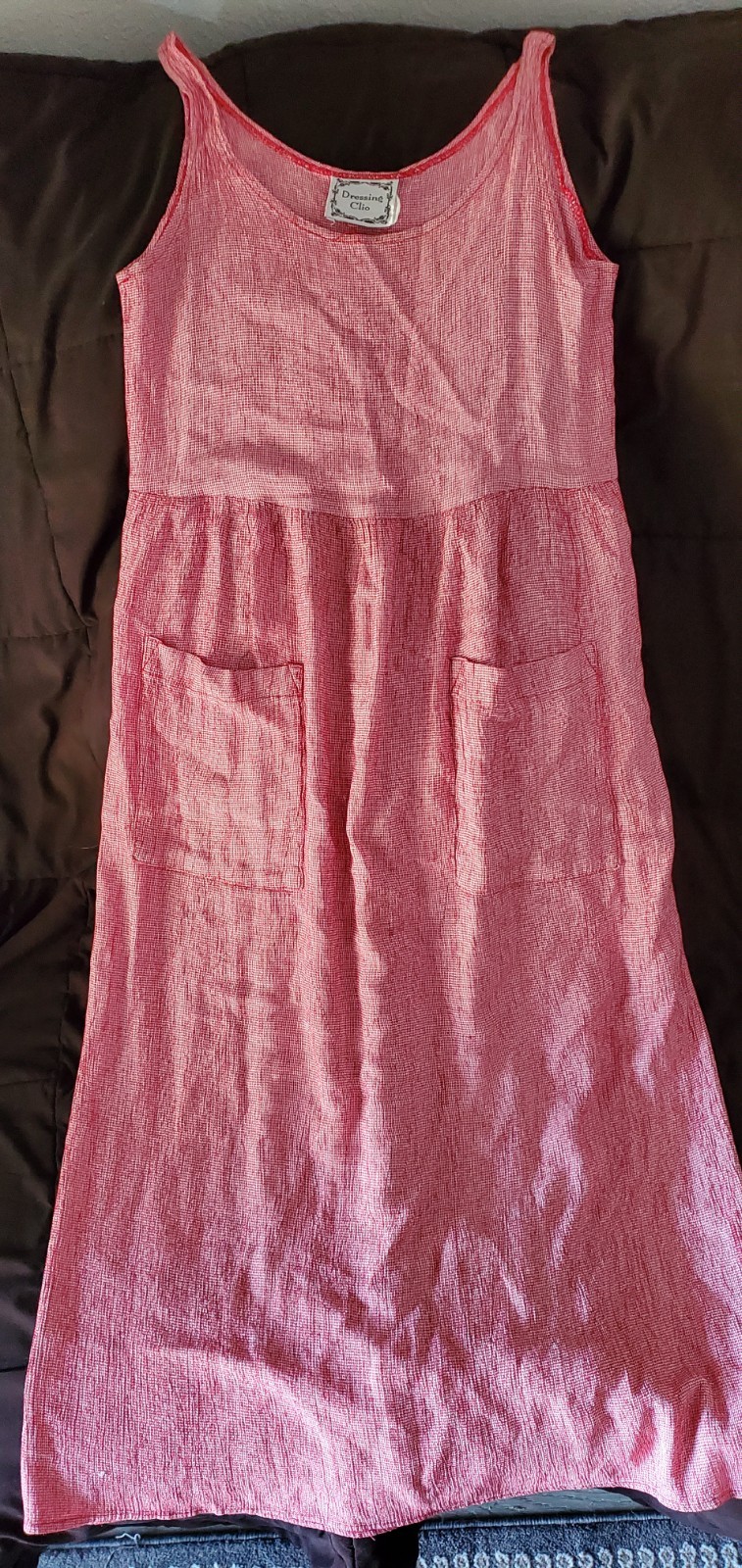 Vintage Dressing Clio Sleeveless Midi Dress Size M Red Check Print Y2K Preppy