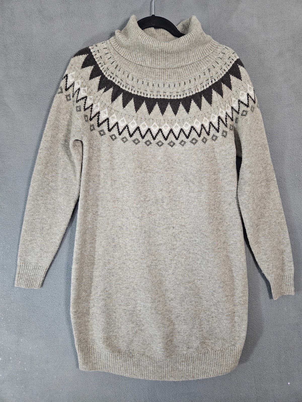 The Normal Brand Arvada Fair Isle Sweater Knit Dress Oatmeal Wool Blend Sz XS