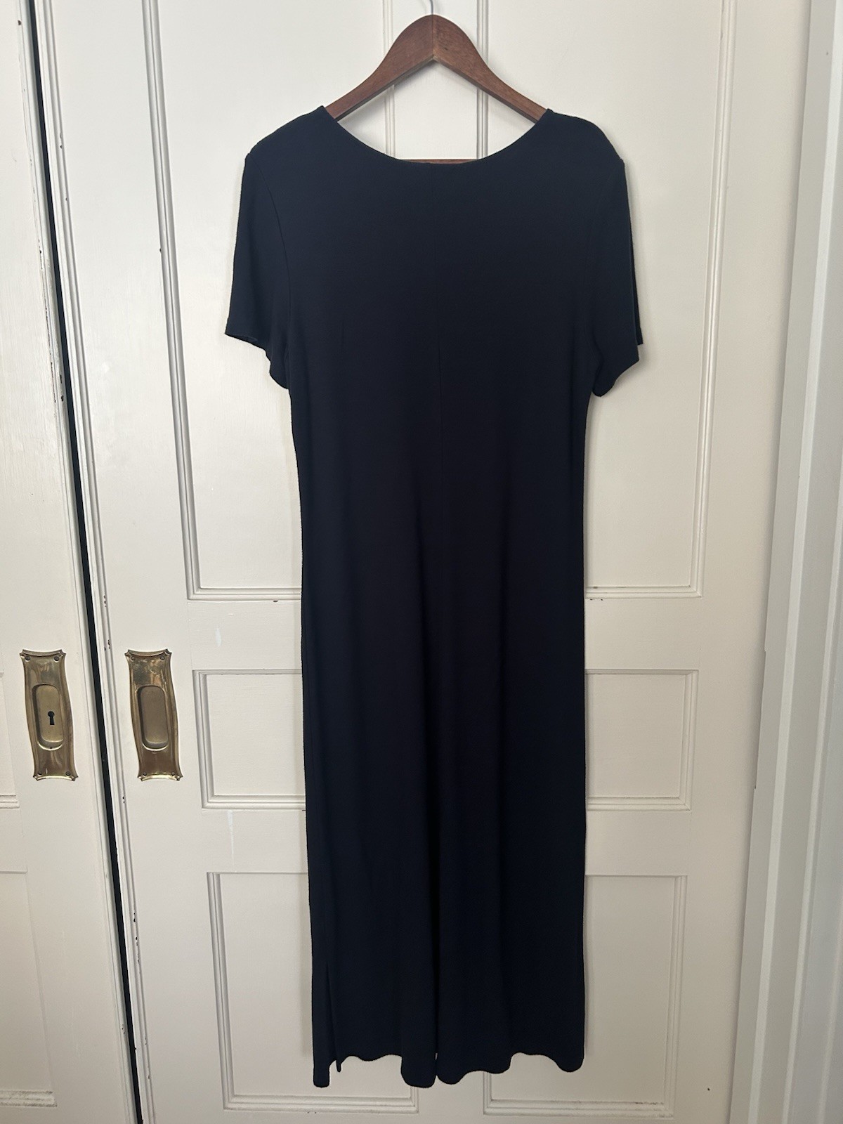 Vintage 90s Talbots Stretch Maxi Dress Womens Size Large Blue Classic USA