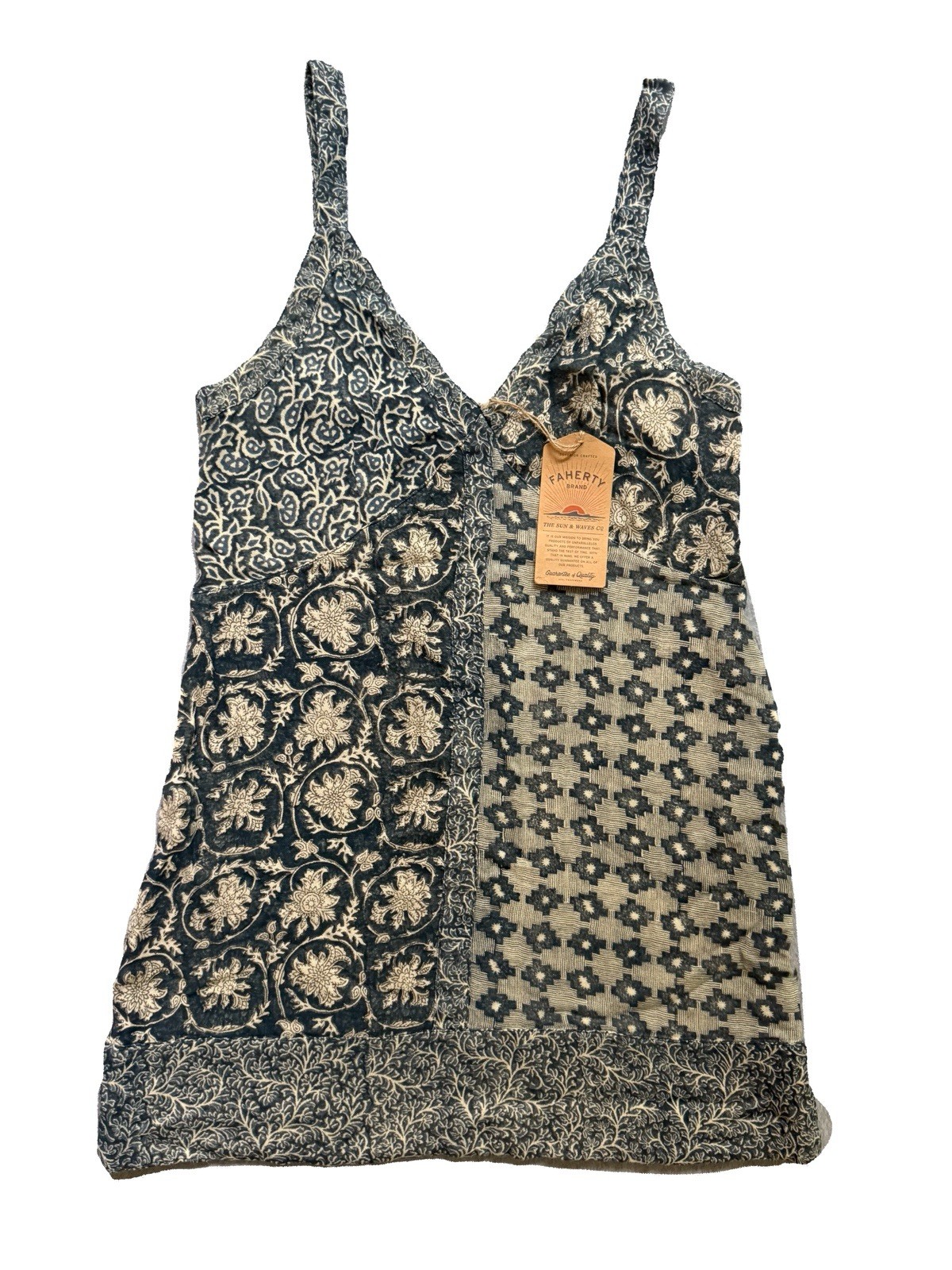 Faherty | Annabelle Patchwork Boho Dress | NWT | 10 | Artisan Cotton Gauze
