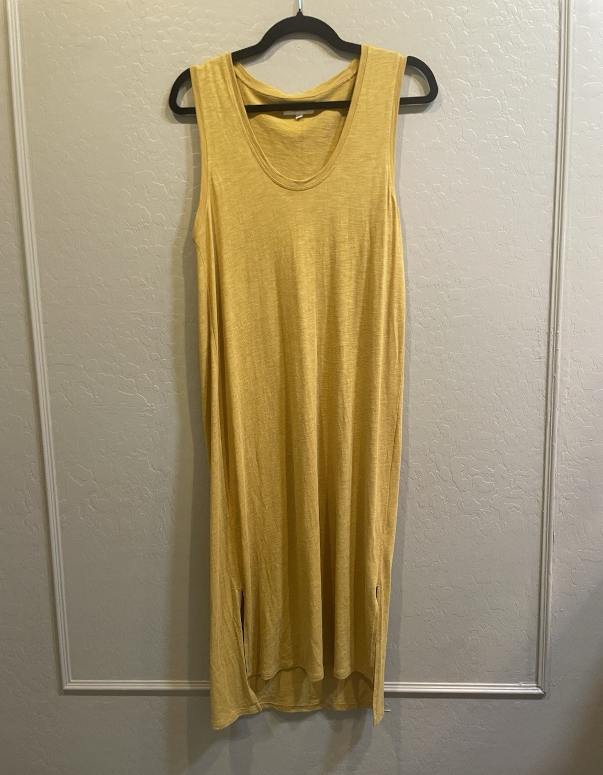 Madewell Yellow Cotton Knit Sleeveless Scoop Neck Tank Midi Dress Size L