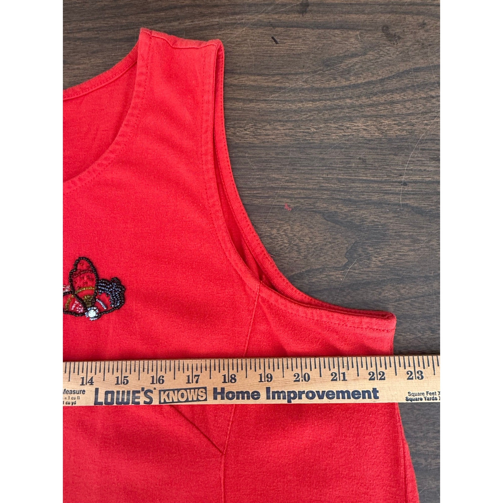 Vintage 90s Red Beaded Butterfly Maxi Dress Beach Coverup Coastal Grandma Top XL