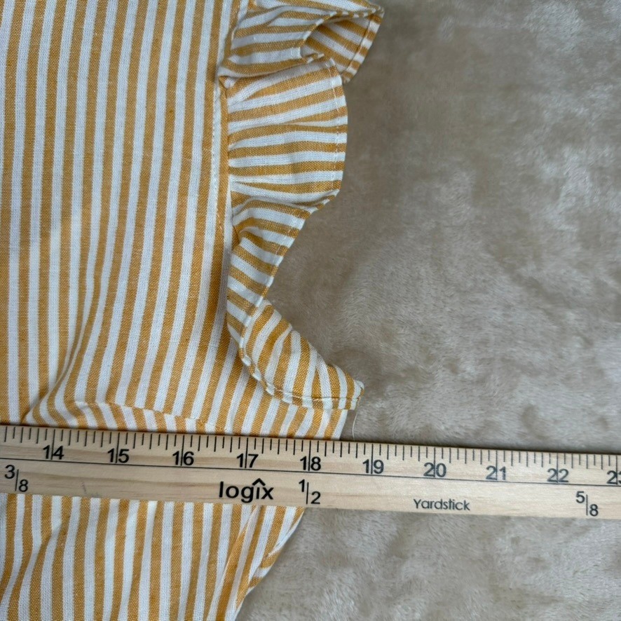 Everly Womens Medium Mustard Yellow White Striped Ruffle Mini Dress Summer