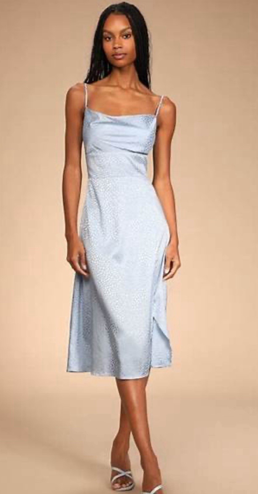 NWT WeWoreWhat Satin charmeuse Slate Blue Dress /Slit double lined Sz 4 $89 MSRP