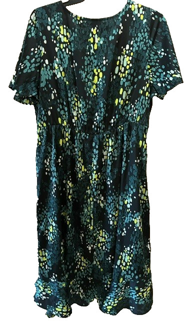 Torrid Bubble Charm Flutter (#459) Midi Wrap Dress 2X Pockets Black Green