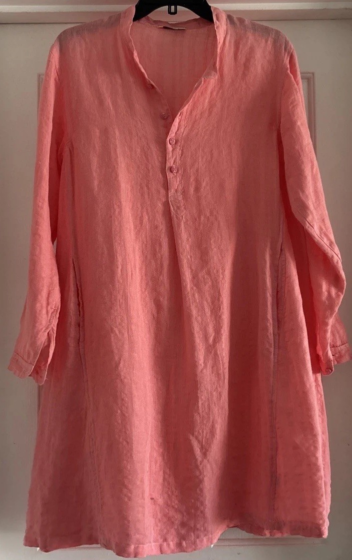 New Women’s Stark X Linen Long Sleeve Cover Up Dress Tunic Beach NWOT Sz S