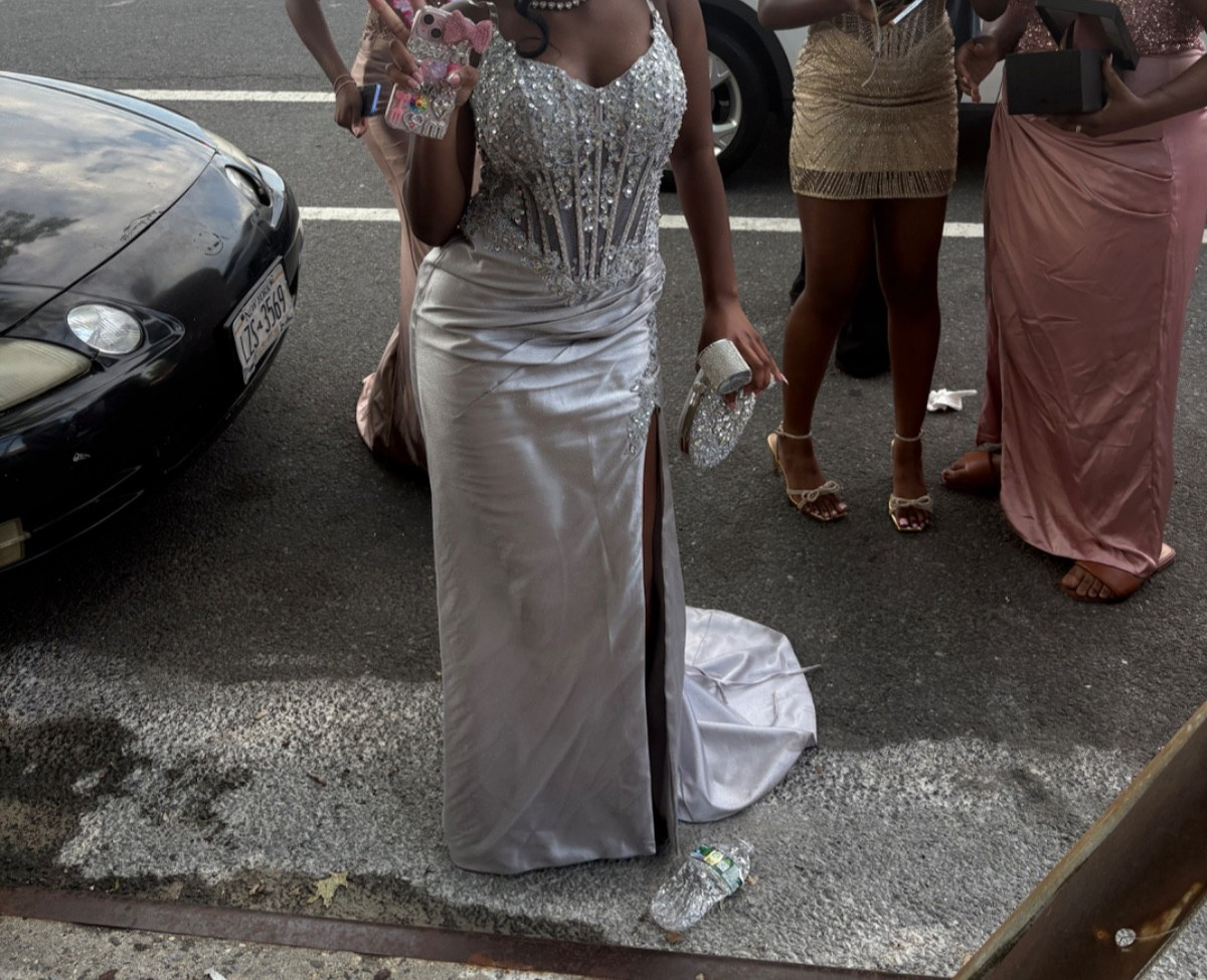 silver prom dress size 4-6