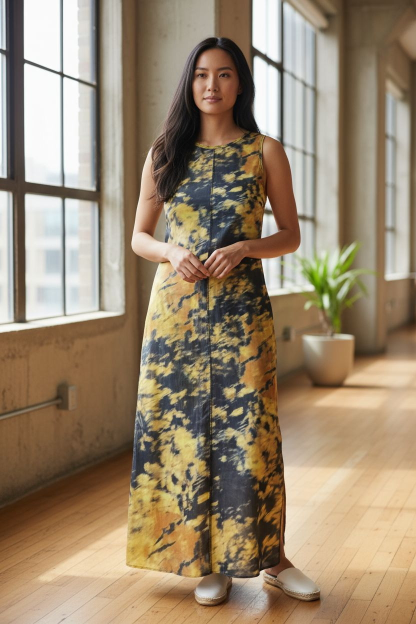 Significant Other Tank Dress Women’s 8 Yellow Haze Havana Bodycon A Line Hem