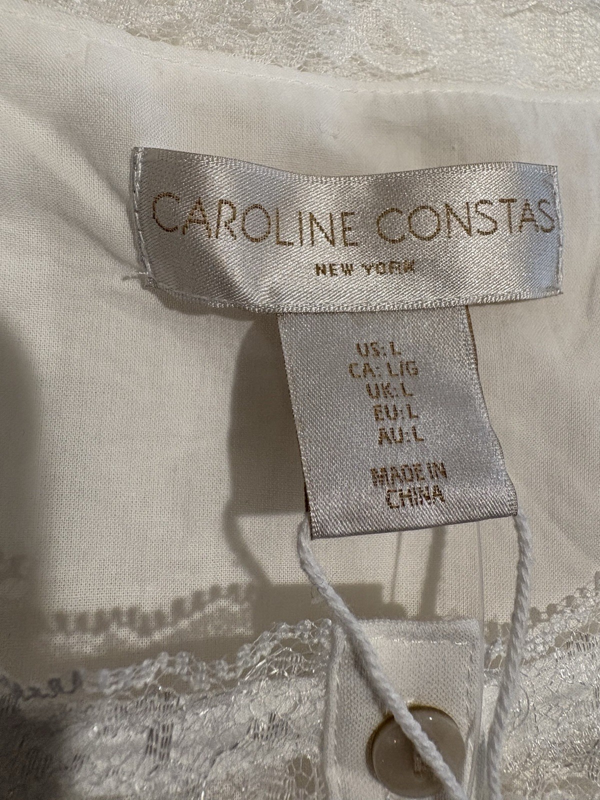 Caroline Constas women White Cotton Lace Embroidered Midi to Maxi Dress sz Large