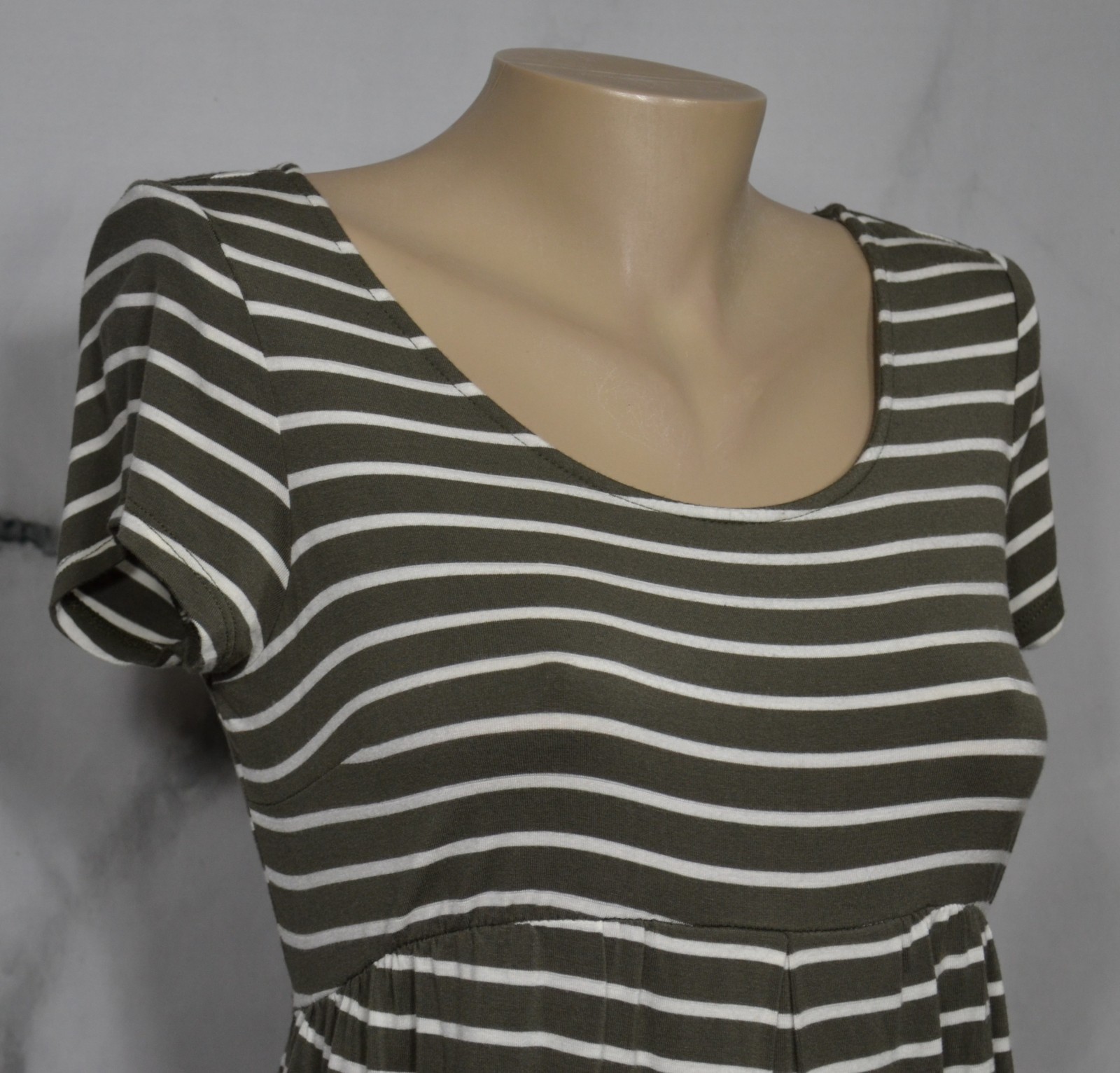 ISABEL MATERNITY BY INGRID & ISABEL Olive Cream Striped Stretch Jersey Dress XS