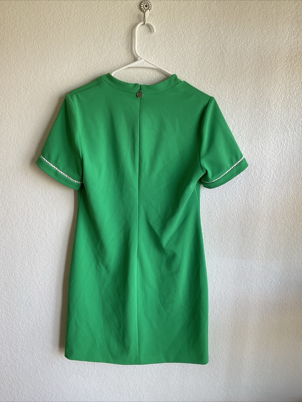 TOMMY HILFIGER green & white tunic shift dress size 10 Mod Hip Office Dry Clean