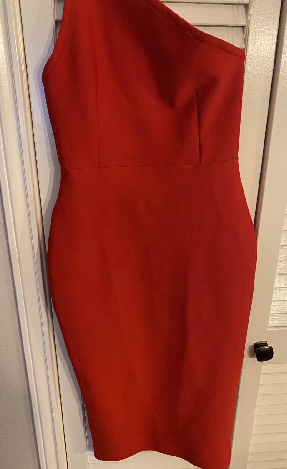 SHEIN ADYCE Double Strappy One Shoulder Bodycon Dress RED Size M