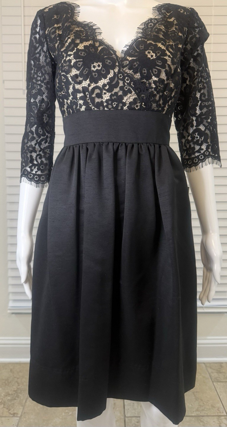 Eliza J Lace & Faille Fit and Flare Cocktail Dress in Black & Nude Size6