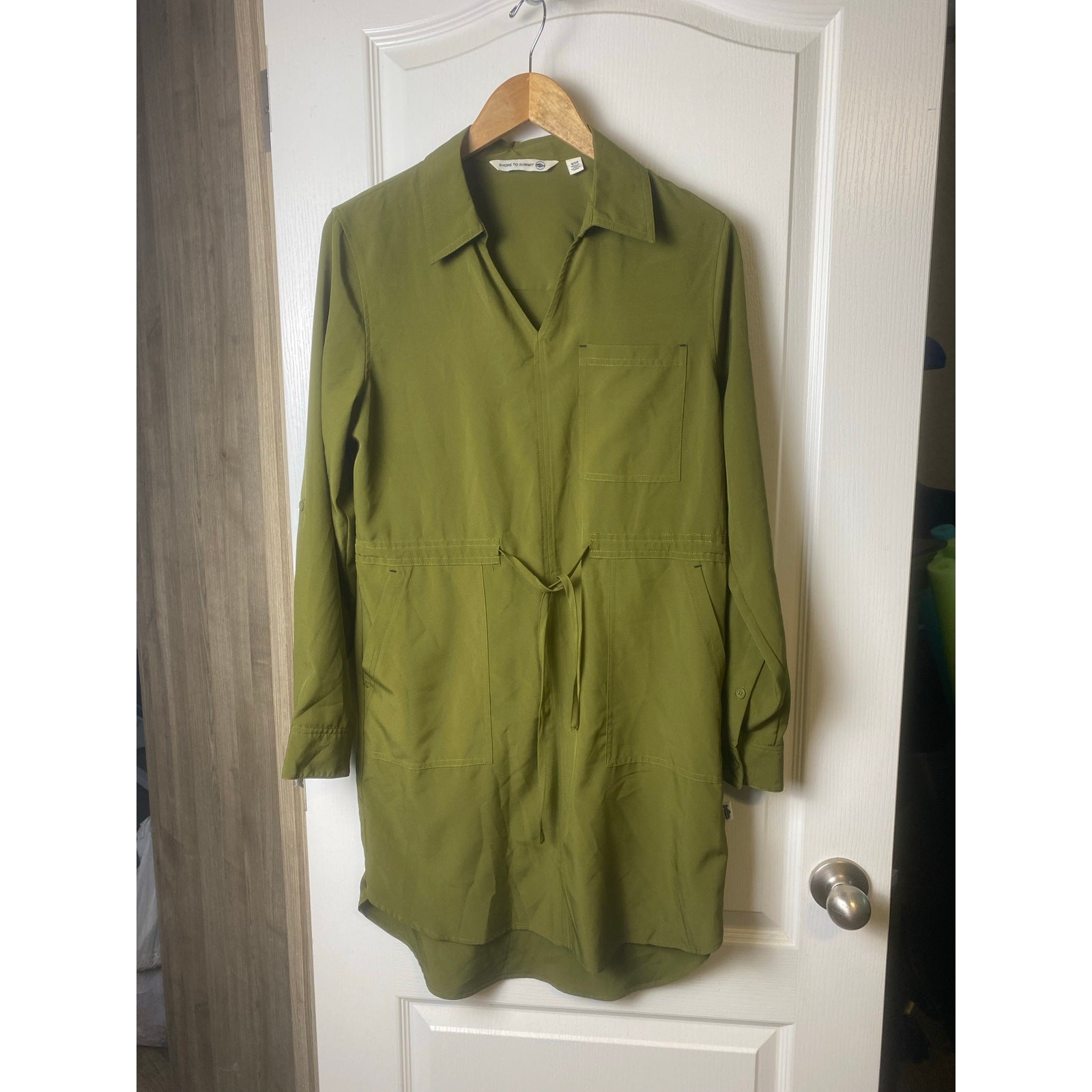 Shore to Summit Utility Tunic Mini Dress Avocado Outdoor Women’s Size Small