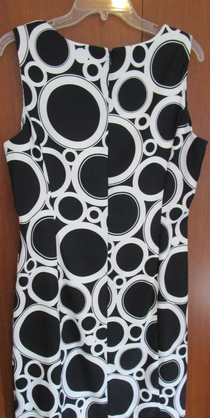 Kim Rogers Black & White Sleeveless Dress Sz 16 Polyester Spandex Bust 40 L 36