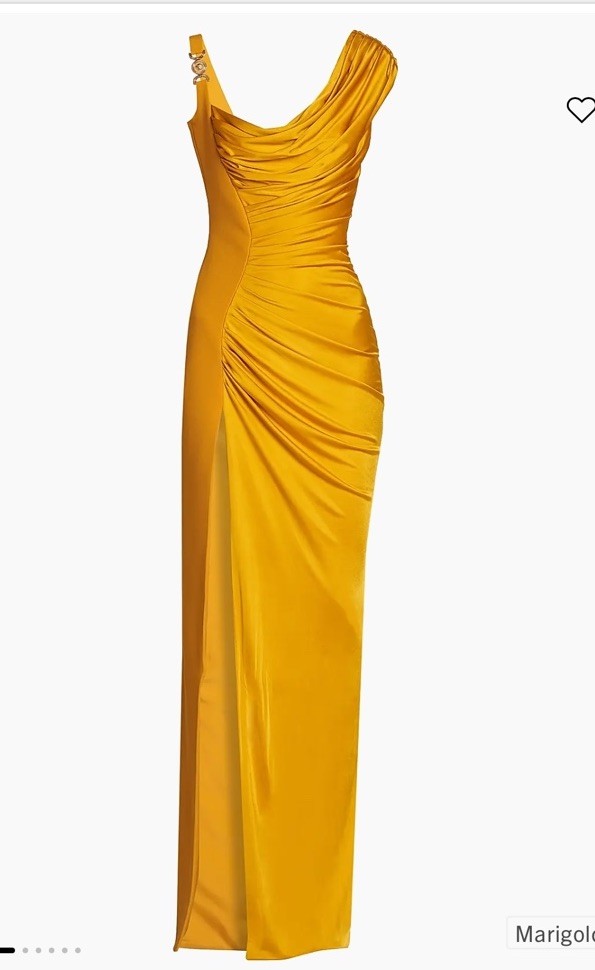 Versace Gown Medusa Liquid Jersey Sz 40 Italy US 4 Marigold $4490