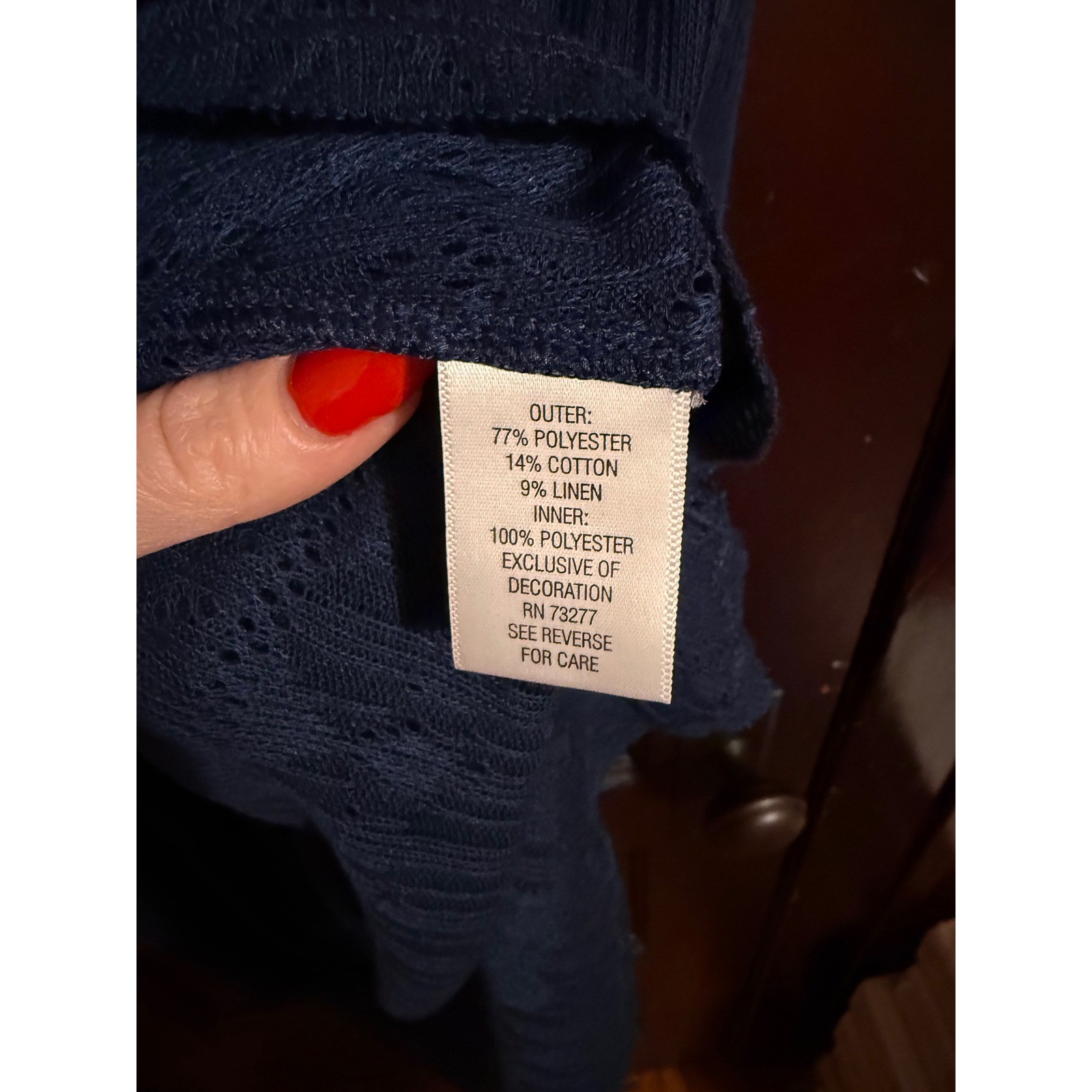 Simply Vera Vera Wang Navy Blue Pointelle Knit Sleeveless Drawstring Dress XL