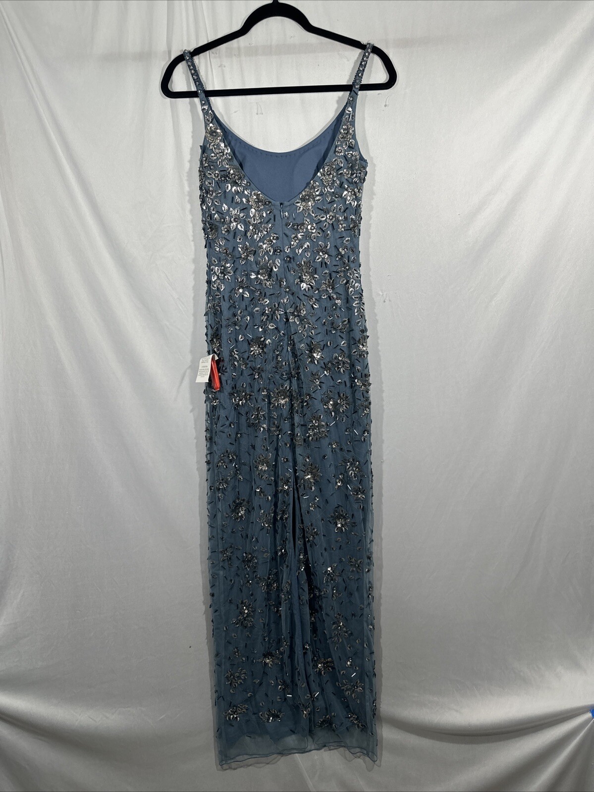 NEW Mac Duggal [ 4 ] 5477 Floral Embellished Scoop Neck Gown in Slate Grey #J278
