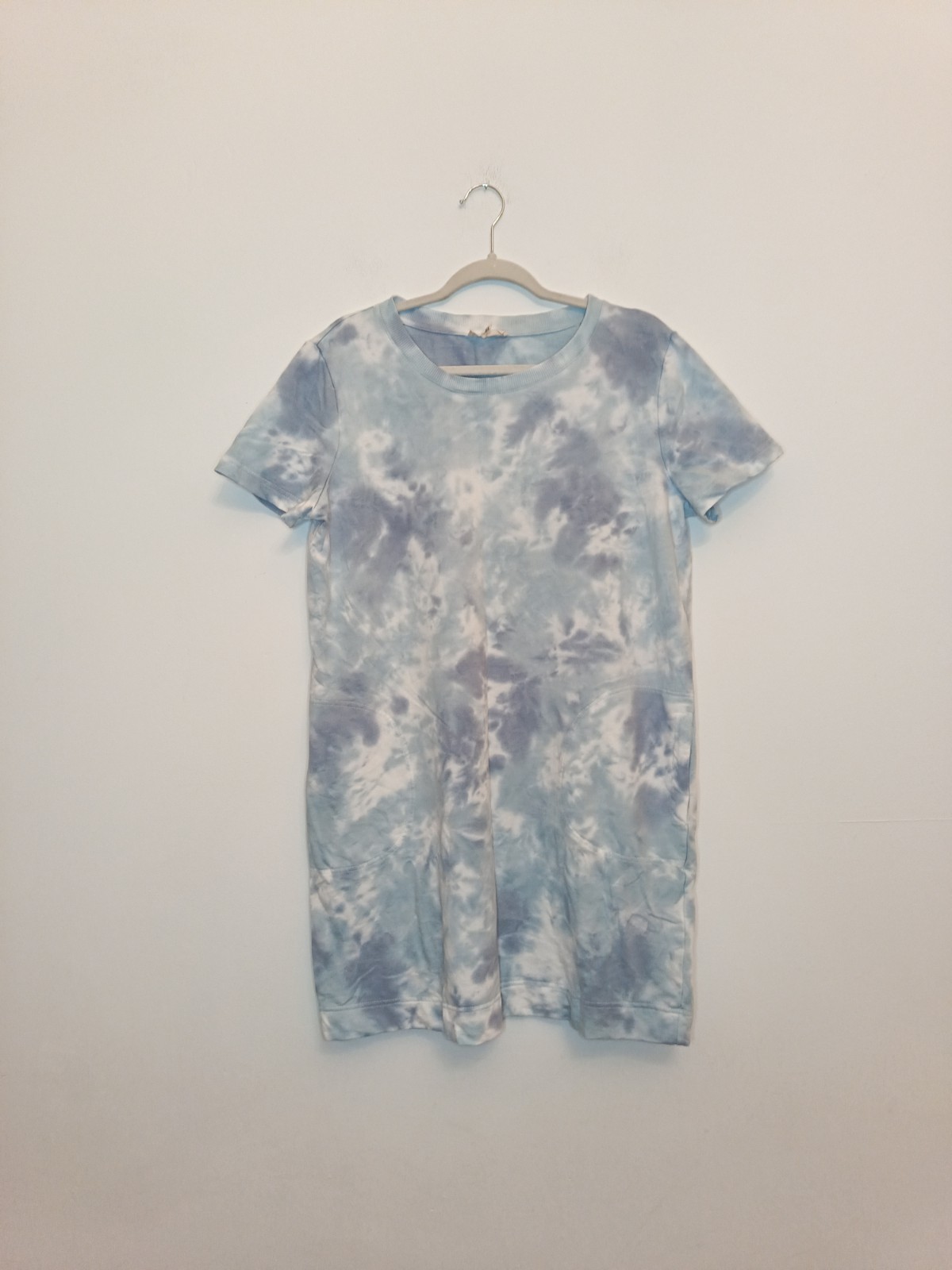BNWOT Blue Tie Dye T Shirt Dress POCKETS Size Small Summer Casual Lounge Wear