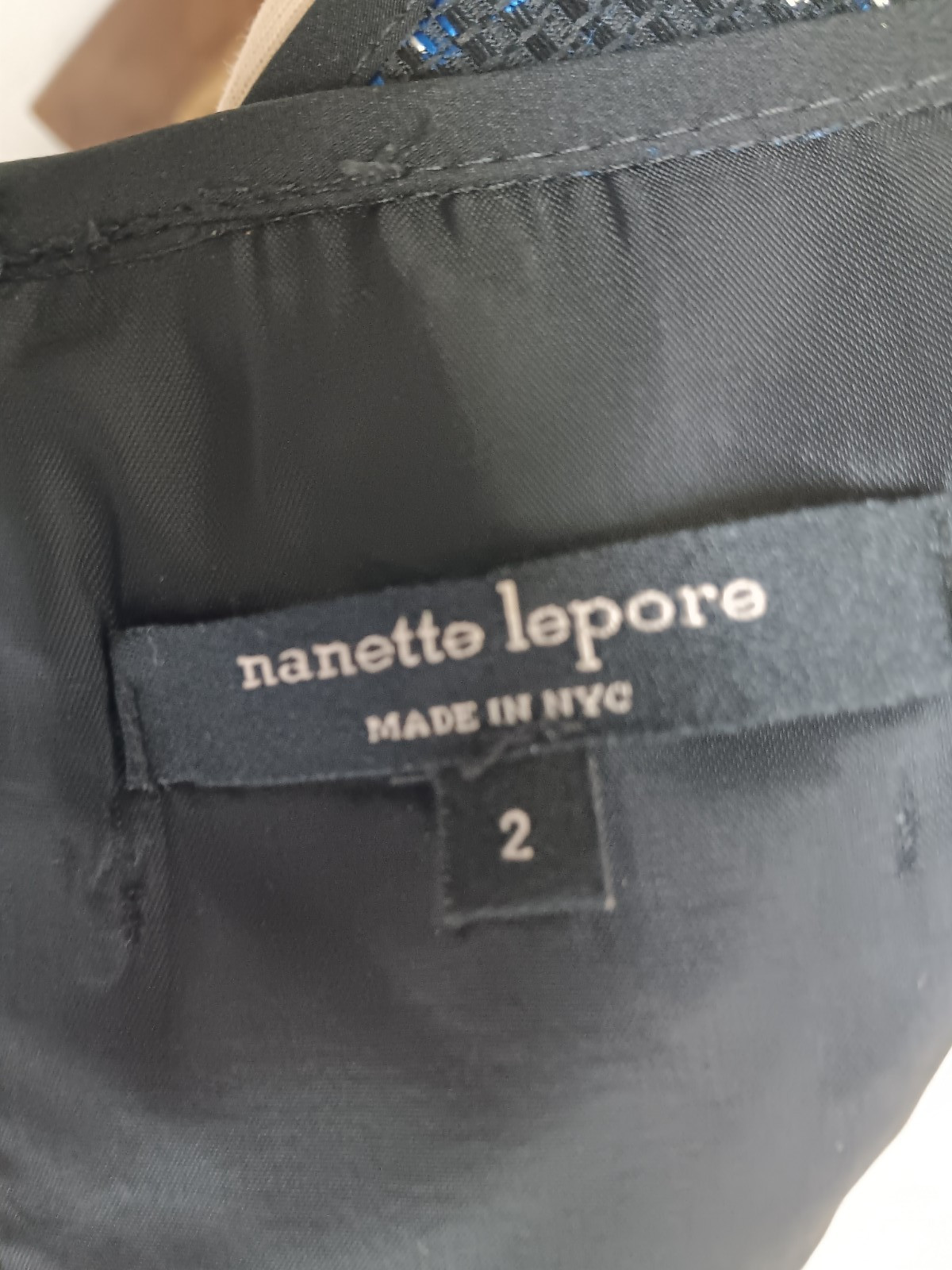 Nanette Lepore Made in NYC Blue Black & White Tweed Fit & Flare Dress Size 2