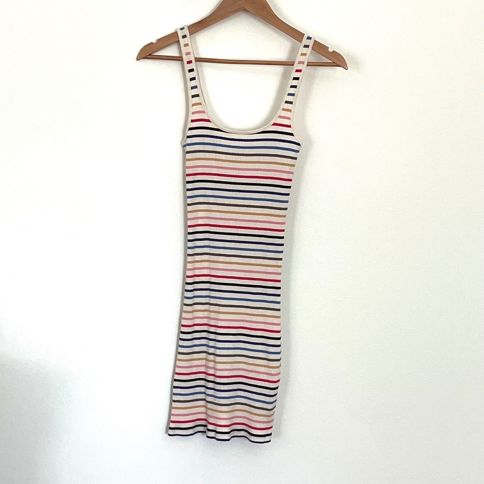 Billabong Womens Multi Color Striped Ribbed Knit Bodycon Mini Tank Dress Small