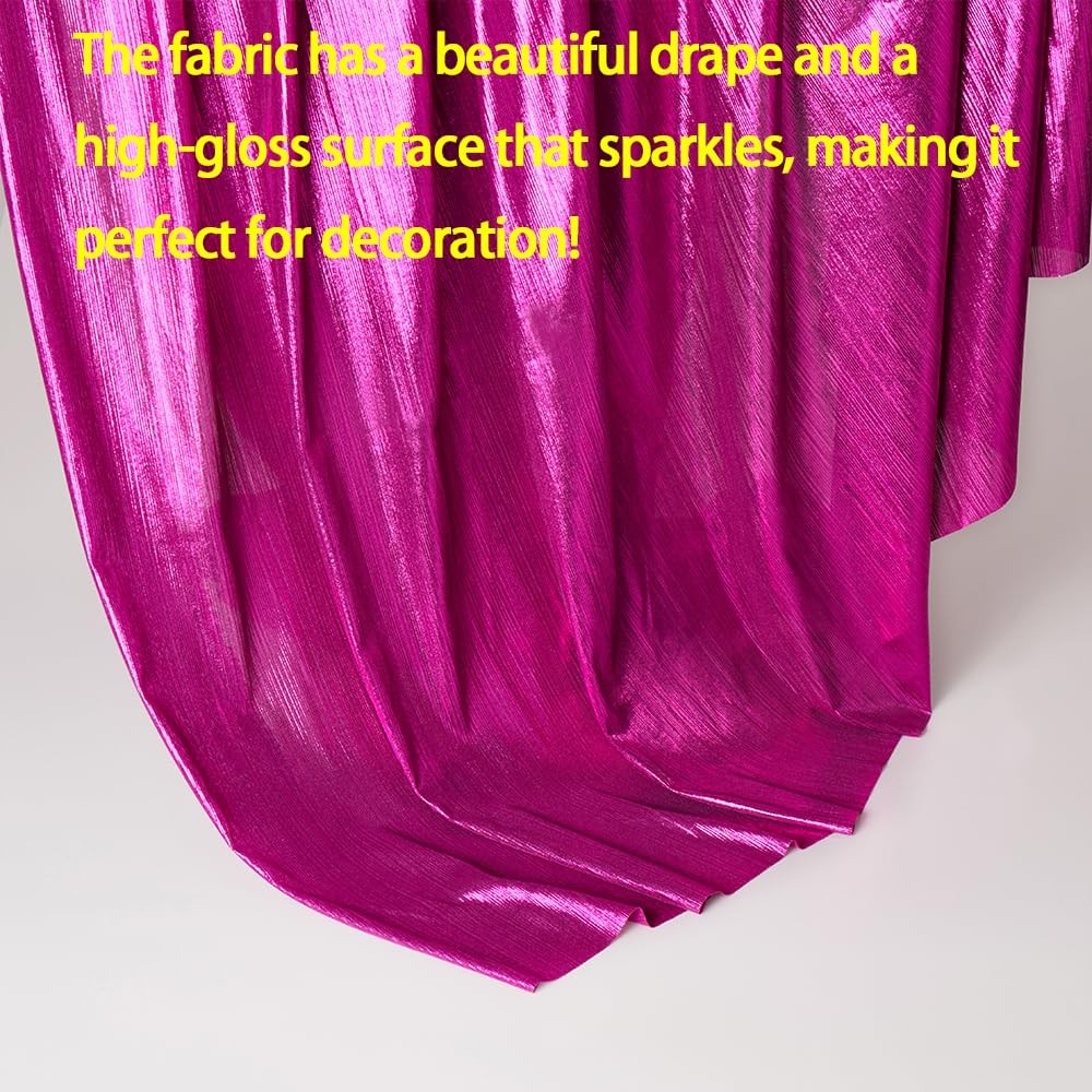 MaiMaiSuan 60″ Wide Shiny Metallic Hot Pink Rib Knit Fabric 5Y Dancing Dress DIY