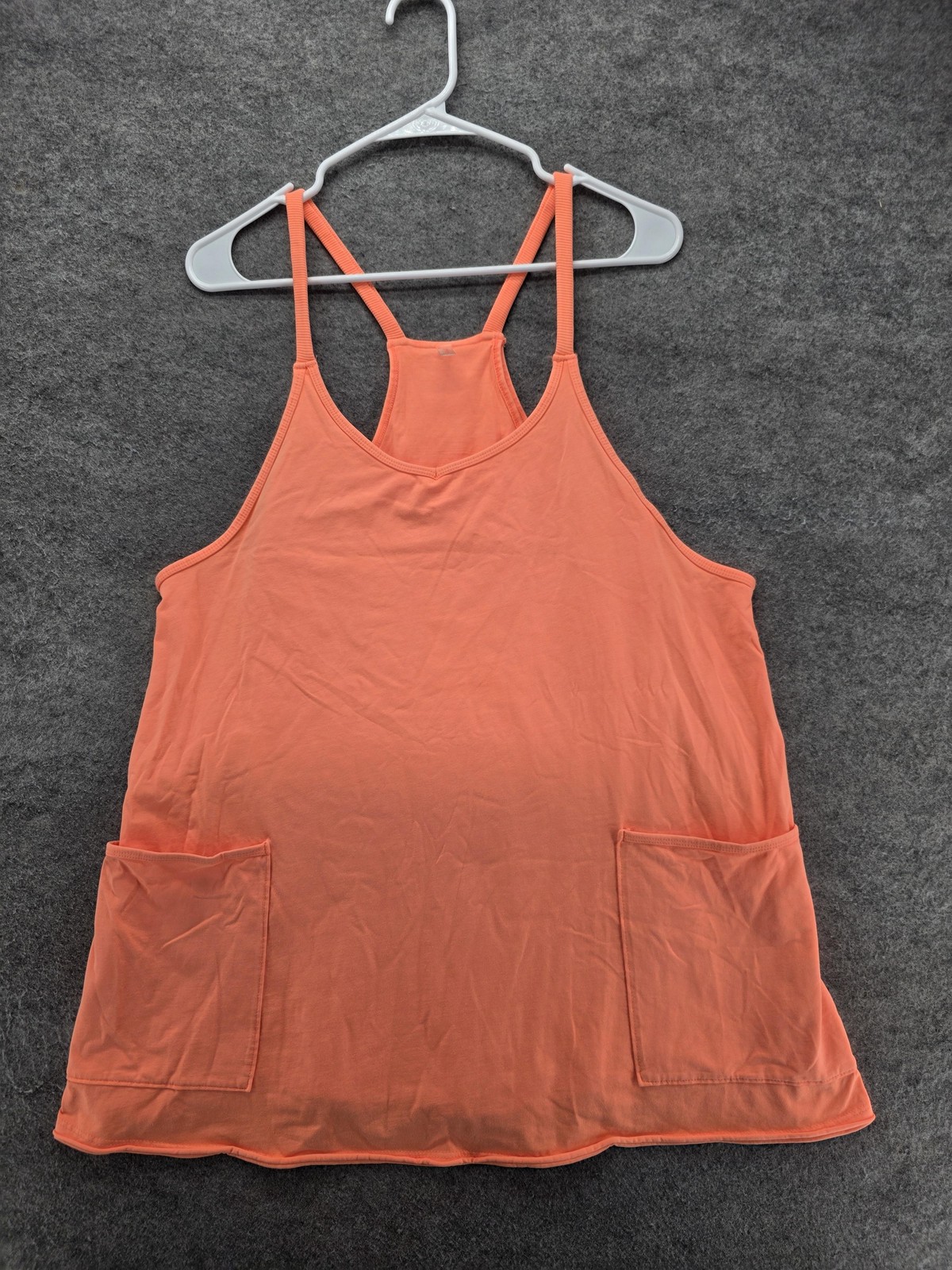 FP Movement Dress Womens S Orange Scoop Neck Strappy Sleeve Lined