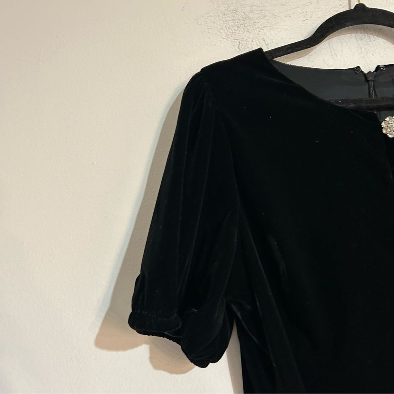 J. Crew Collection Velvet Jeweled Button Front Mini Dress in Black Size 14 Party