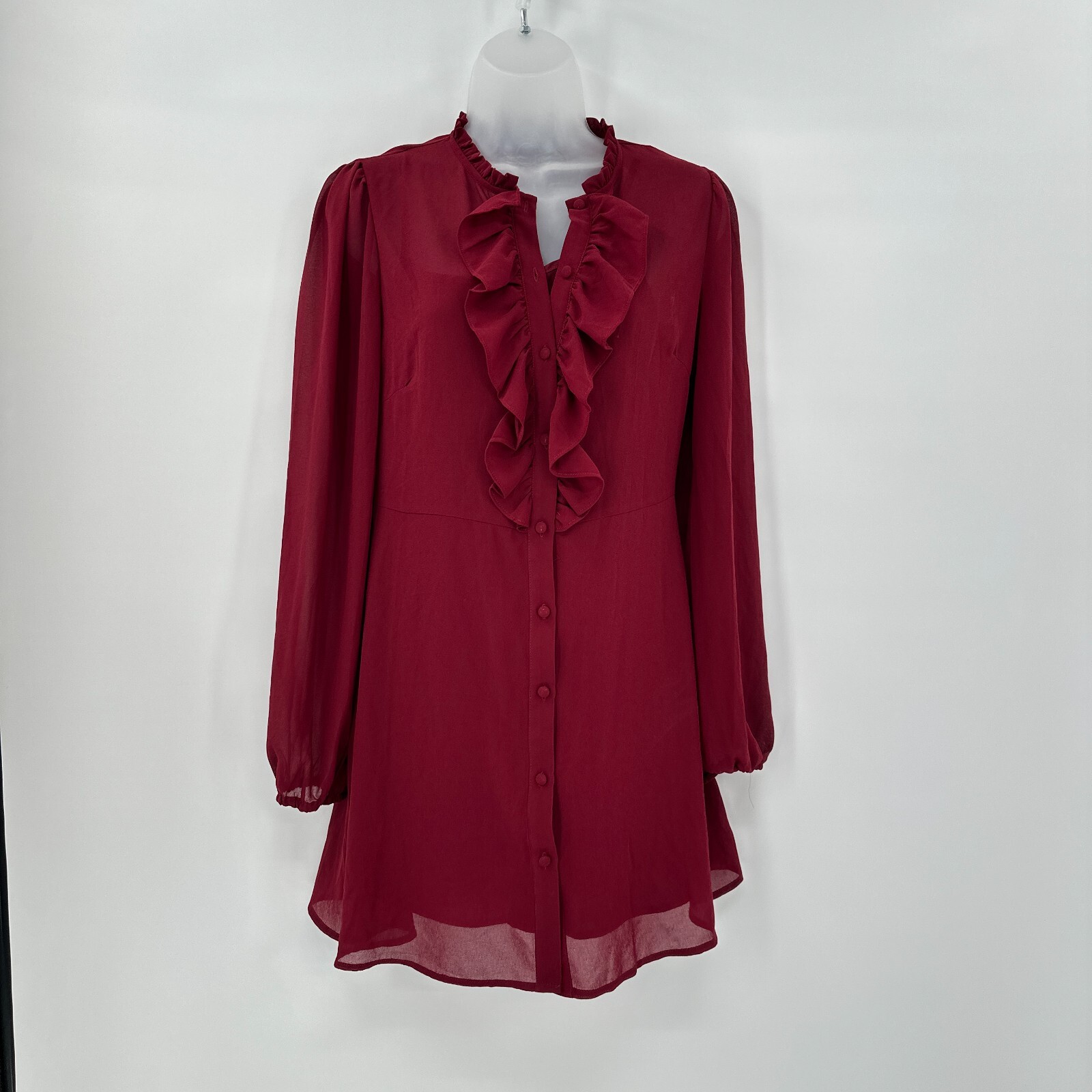 Forever 21 Burgundy Slip Dress with Sheer Jacket Small Ruffles Romantic Whimsy