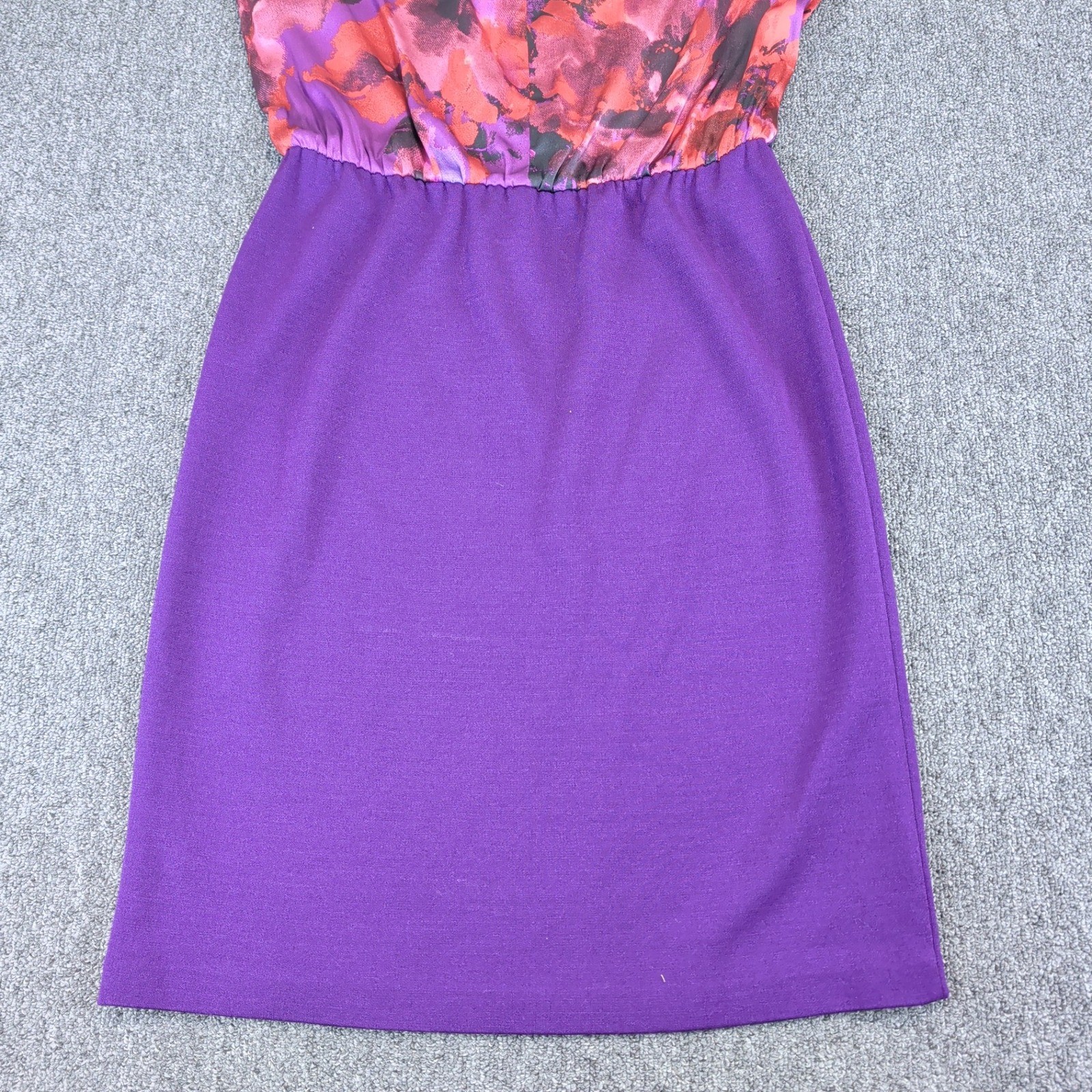 St John Luxury Silk Wool Floral Cowl Neck Sheath Dress Womens 6 Purple USA PF13