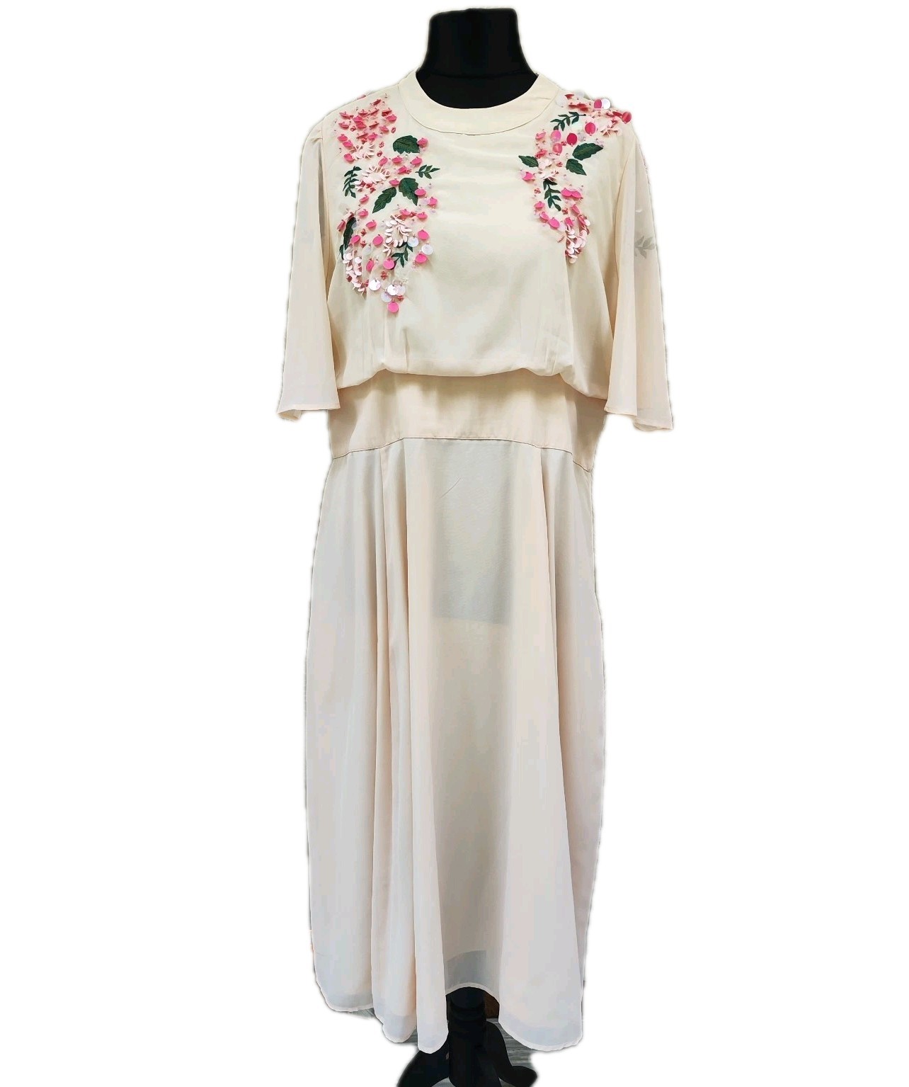 Hope & Ivy Floral sequin pale peach Summer Dress Size 20 fit flare applique