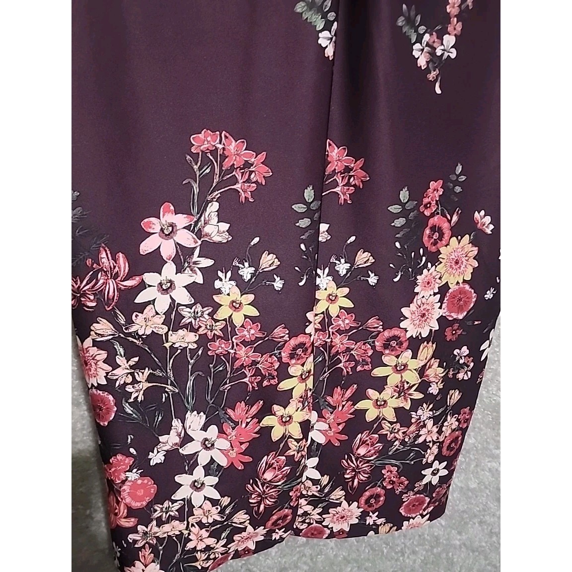 7th Avenue Design Studio Sheath Dress Women S Plum Floral V-Neck Sleeveless Zip