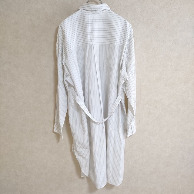 JOURNAL STANDARD Cotton striped belted long shirt dress White black 4-0613M△