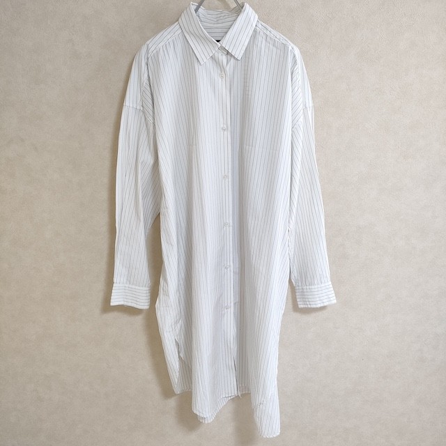 JOURNAL STANDARD Cotton striped belted long shirt dress White black 4-0613M△