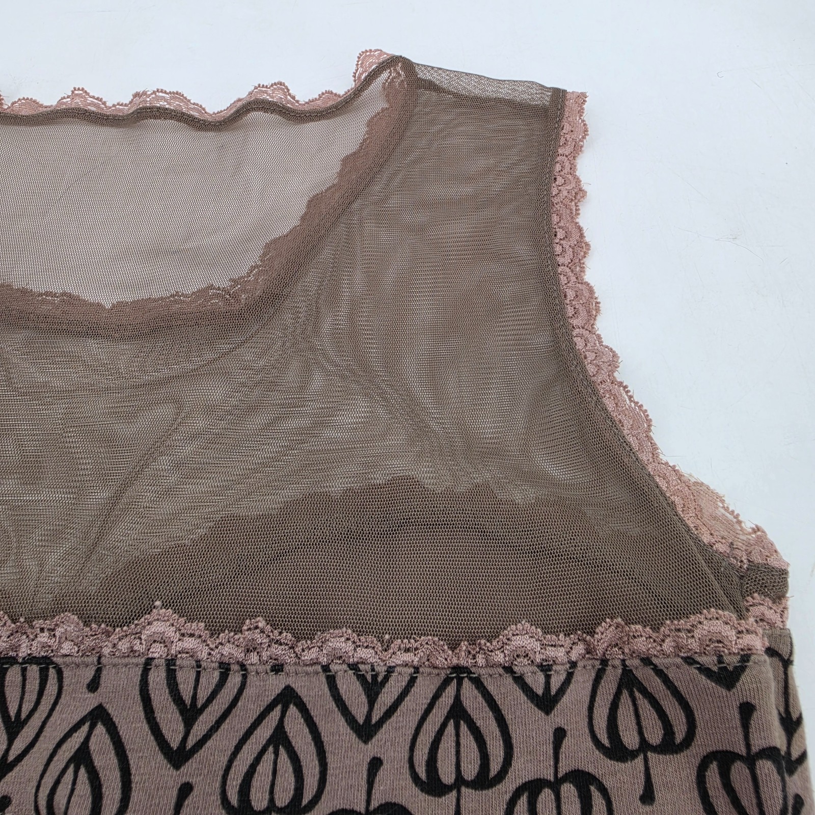 Effies Heart Modcloth Fit Flare Jackie Dress Size Small Brown Leaf Sheer Top