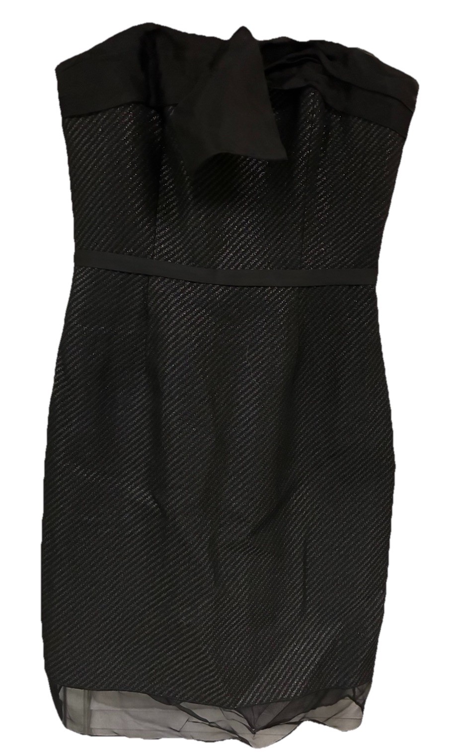 Max & Cleo Wm Strapless Black Herringbone Sz 8 Lined / Stays CCV6K869