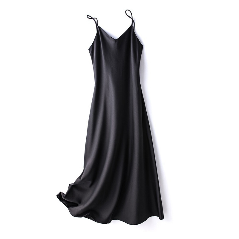 Lady Silk Satin Slip Dress Spaghetti Strap V Neck Sleeveless Lingerie Long Dress