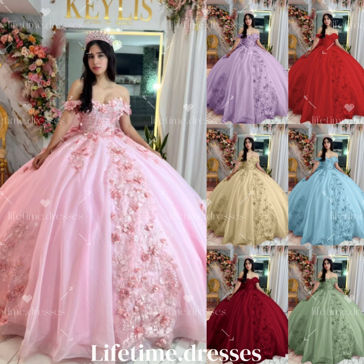 Custom Color Quinceanera Dresses New Arrival Sweet 15 16 Floral Party Ball Gowns