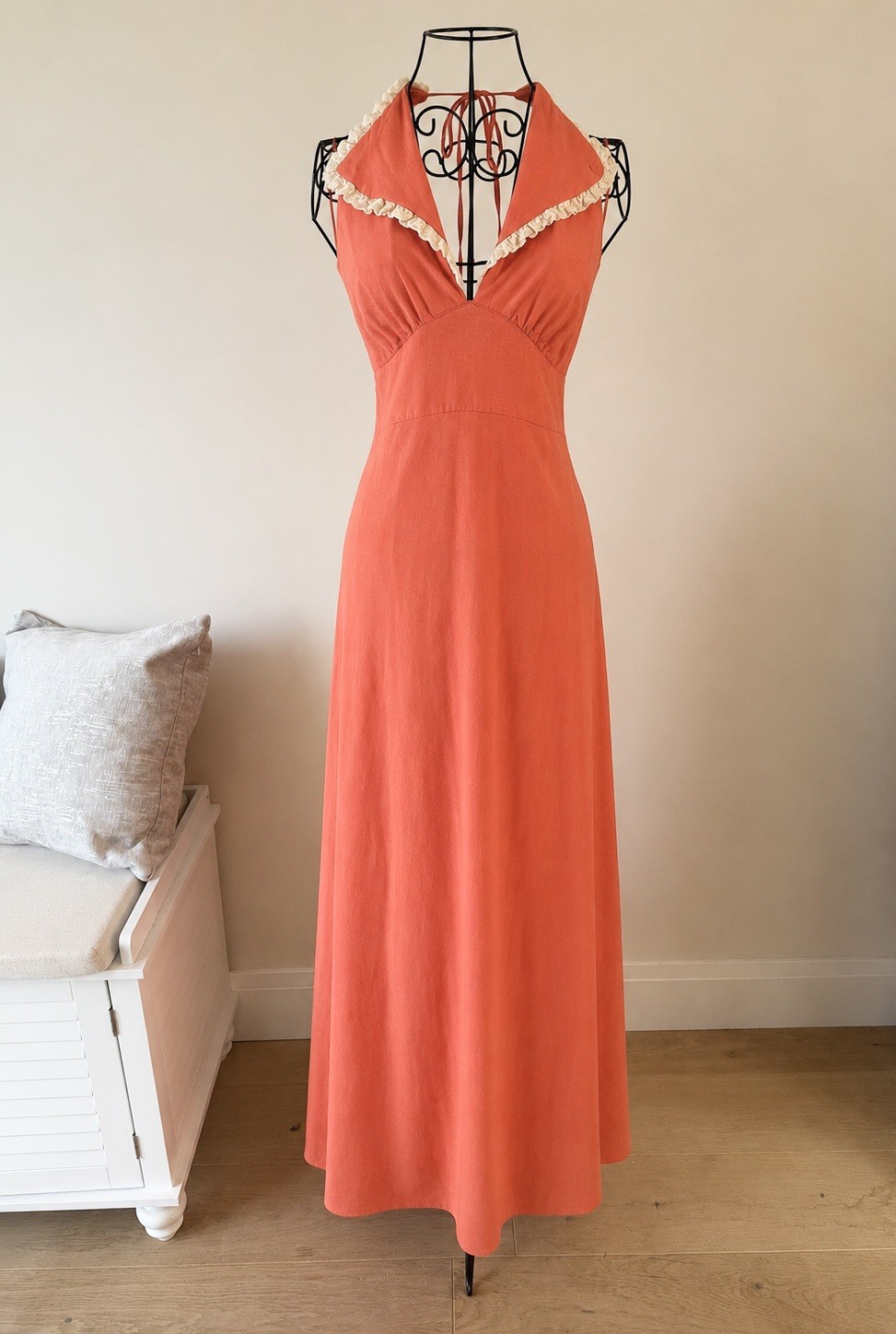 Rixo Summer Coral Halterneck Midi Dress Size XXL UK18 EU46 US14 BNWT RRP £195